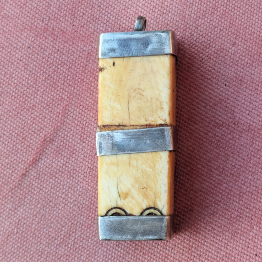 Antique Bone Tribal Pendant with Sterling Silver Detail - Picture 2 of 7